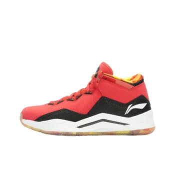 LiNing WOW 3 Non slip Lightweight Mid Top Basketball Shoes Men's Red Black Yellow