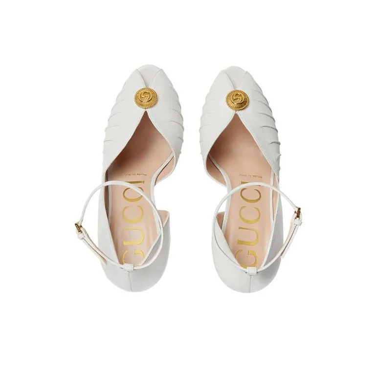 GUCCI Open Toe 94mm Sandal White Leather Women's-3