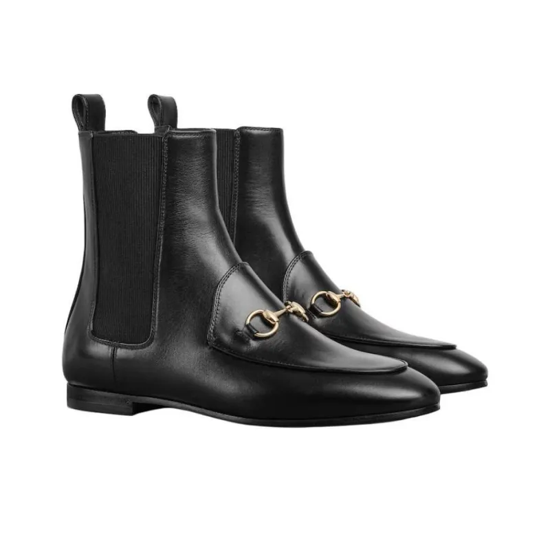 GUCCI Jordaan Short Chelsea Boots Women's Black-2