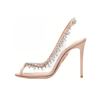 AQUAZZURA Temptation Crystal 75mm Slingback Pumps