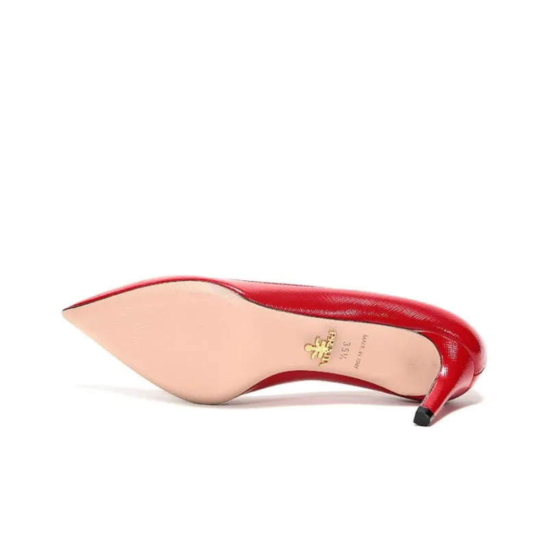 PRADA Pointed Saffiano Leather Heels 'Red' Women's-5