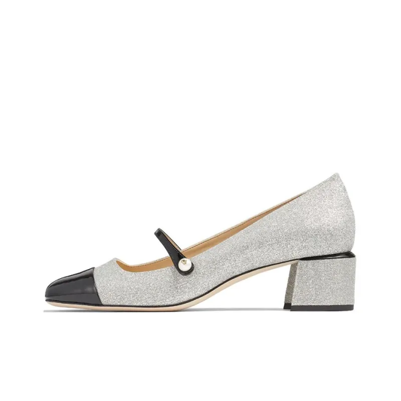 Jimmy Choo Block Heel High Heels 4.5cm Women's Silver Black-0