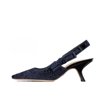 DIOR J'Adior Slingback Pump Irregular Heel High Heels Women's Navy Blue