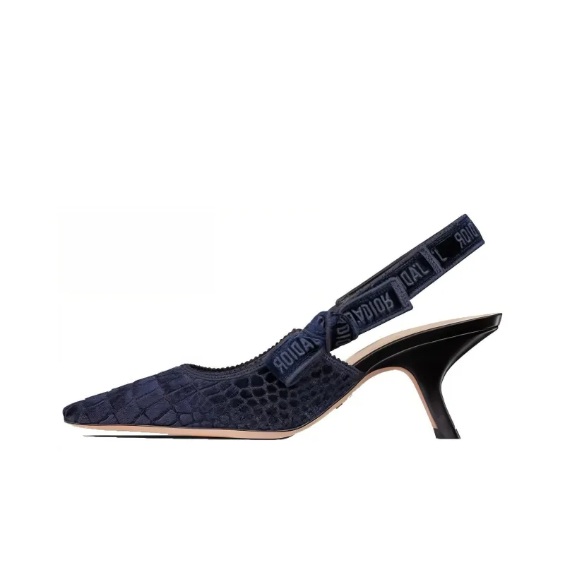 DIOR J'Adior Slingback Pump Irregular Heel High Heels Women's Navy Blue-0