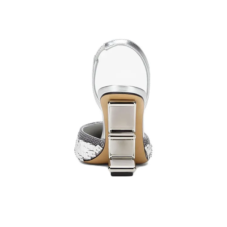 FENDI Fendi First Irregular Heel High Heels 9.5cm Women's Silver-3