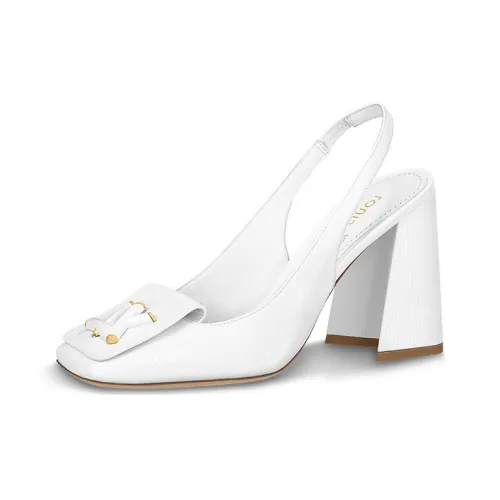 LOUIS VUITTON Shake Chunky Heel High Heels 9.5cm Women's White