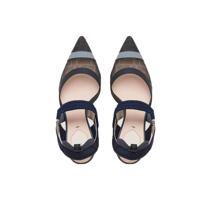 FENDI Block Heel High Heels 8.5cm Women's Light Brown-2