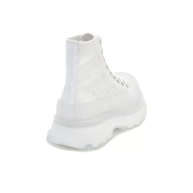 Alexander McQueen Tread Slick Lace Up High Boots 'White Transparent' Women's-3