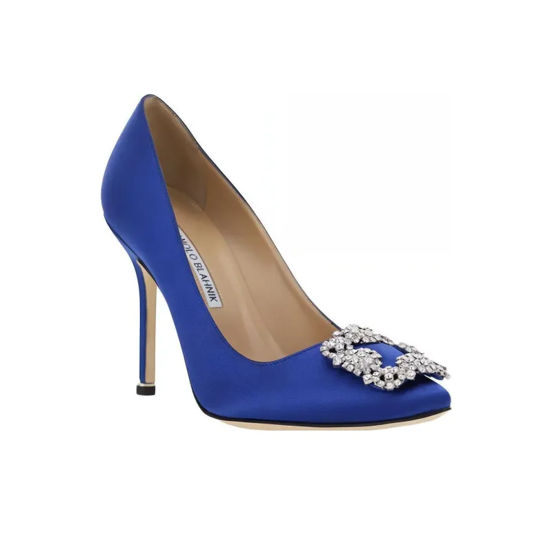MANOLO BLAHNIK Slim Heel High Heels 11cm Women's Blue-2