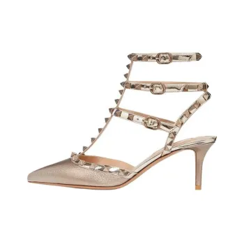 Valentino Rockstud Slim Heel High Heels 6.6cm Women's Light Gold