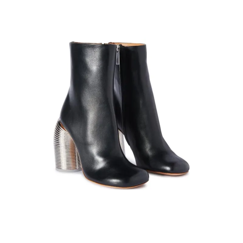 OFF WHITE Spring Leather Ankle Boots Women's-2