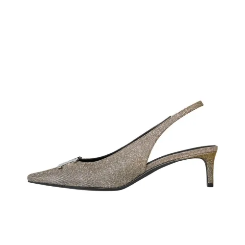 CELINE Triomphe Slim Heel High Heels Women's Gold/Silver