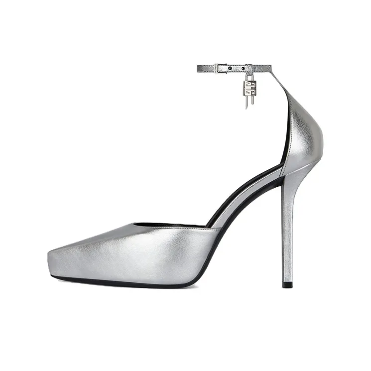 Givenchy G Lock Slim Heel High Heels Women's Silver-0