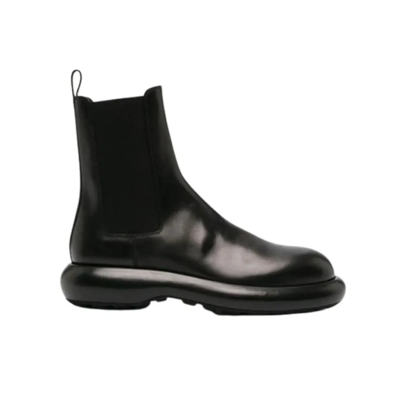 JIL SANDER Round-toe Leather Ankle Boots-4