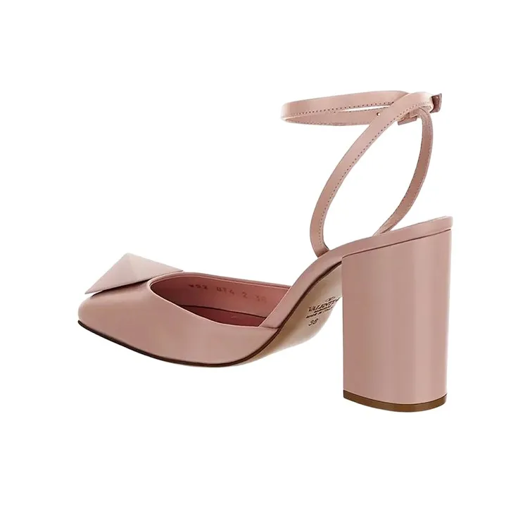 Valentino One Stud Chunky Heel High Heels 9cm Women's Rose Pink-2