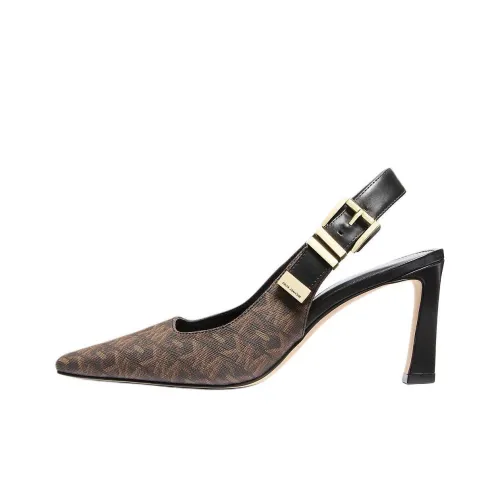 MICHAEL KORS Darrington Chunky Heel High Heels 7.5cm Women's Brown