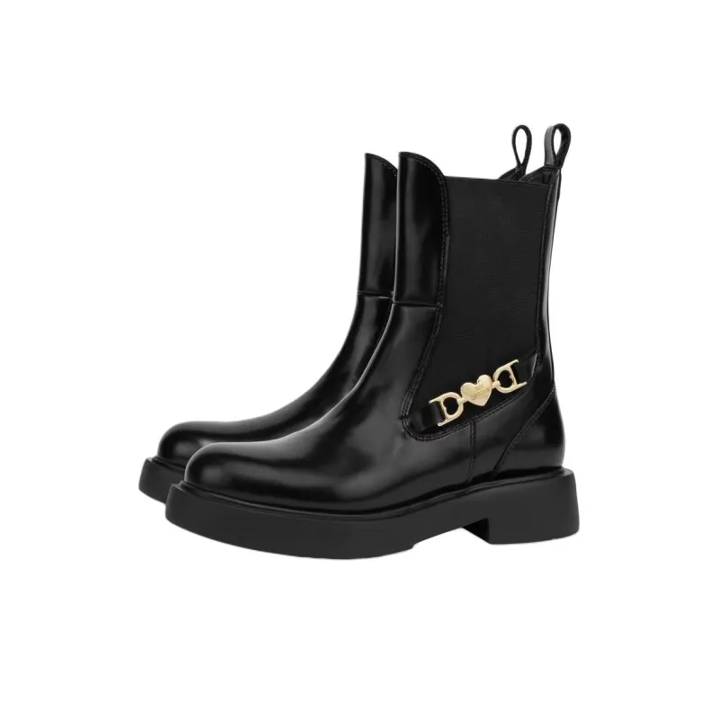LOVE MOSCHINO City Love Short Chelsea Boots 4cm Women's Black-2