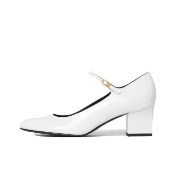 CELINE Babies Mary Jane Block Heel High Heels 5.5cm Women's White