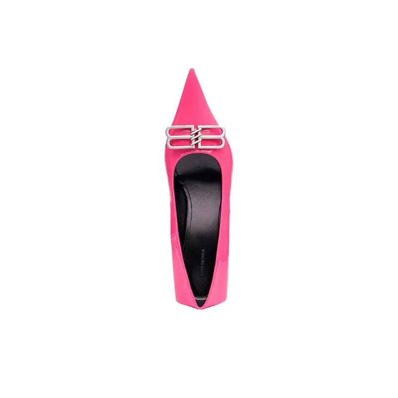 Balenciaga Square Knife Slim Heel High Heels Women's Pink-2