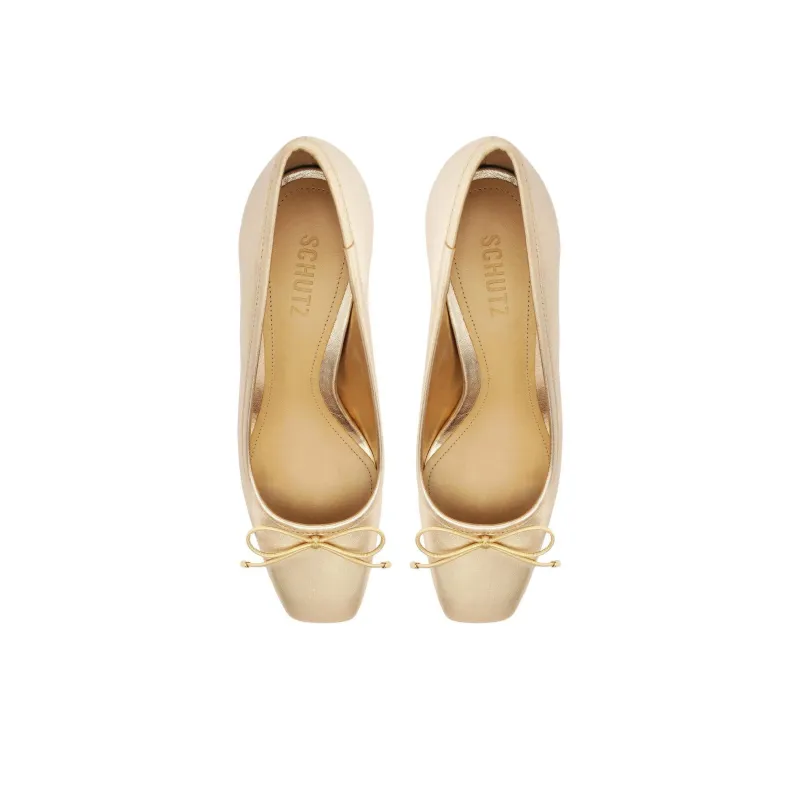 Schutz Arissa Block Chunky Heel High Heels 6.3cm Women's Light Gold-3