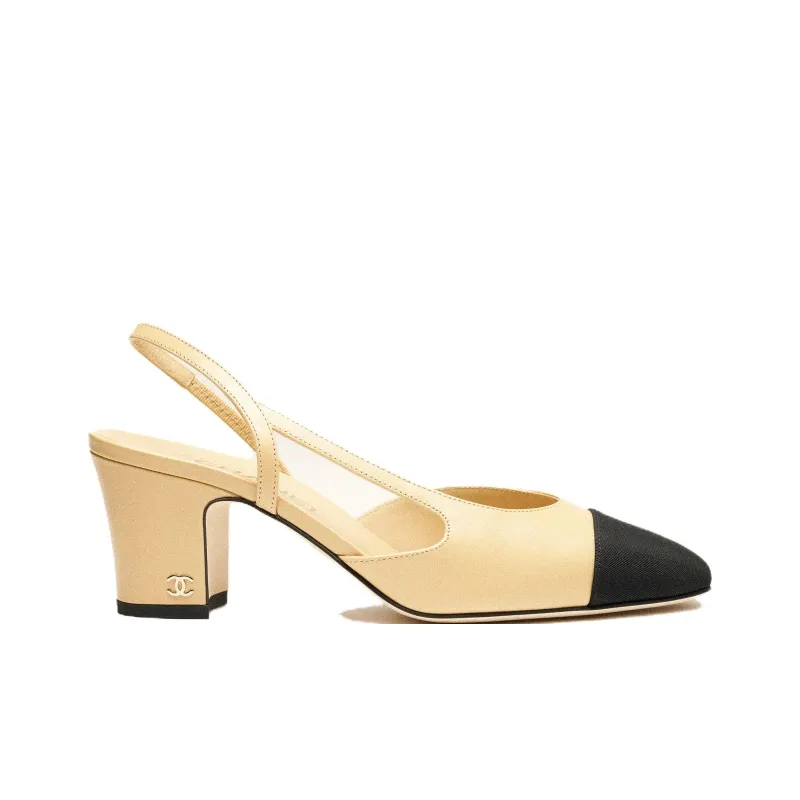CHANEL Chunky Heel High Heels Women's Beige-1