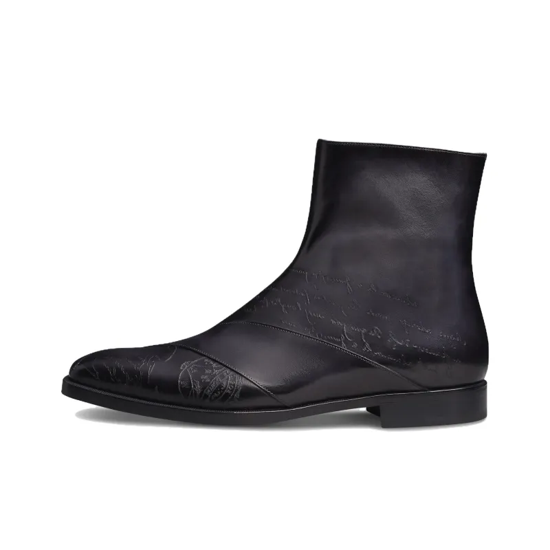 BERLUTI Demesure Scritto Ankle Boots Men's Black-0