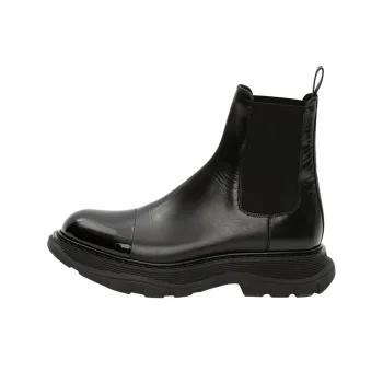 Alexander McQueen Shiny Toecap Tread Chelsea Boot Black