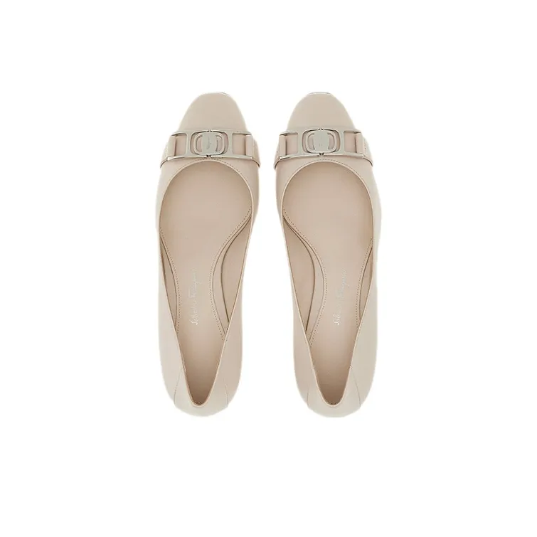 FERRAGAMO Vara Spool Heel High Heels Women's White-3