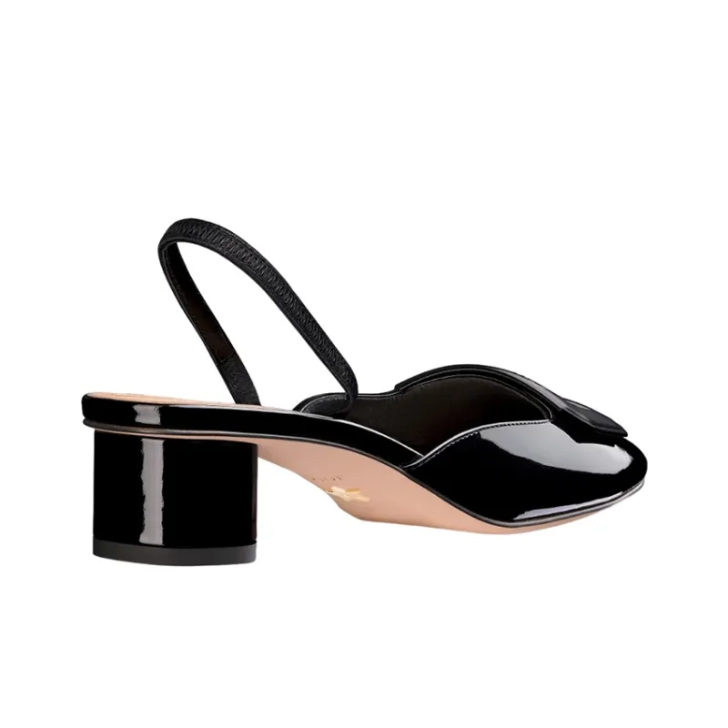 DIOR Block Heel High Heels 3.5cm Women's Black-4