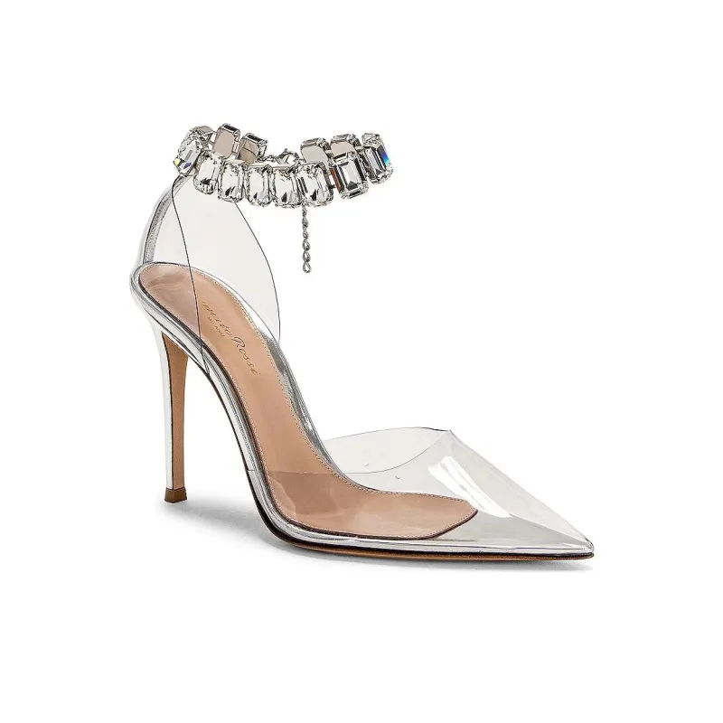 GIANVITO ROSSI Crystal-embellished Transparent Pumps-2