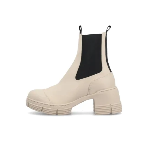 GANNI Short Chelsea Boots Women's Beige Black