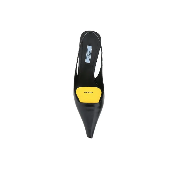 PRADA Slim Heel High Heels Women's Black Yellow-4