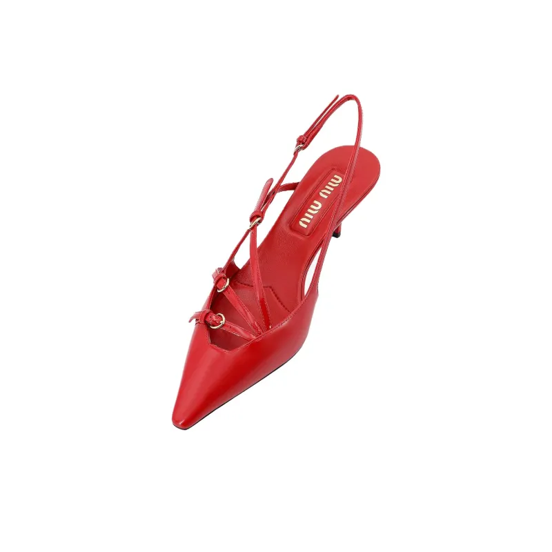 MIU MIU Slim Heel High Heels 5.5cm Women's Red-4