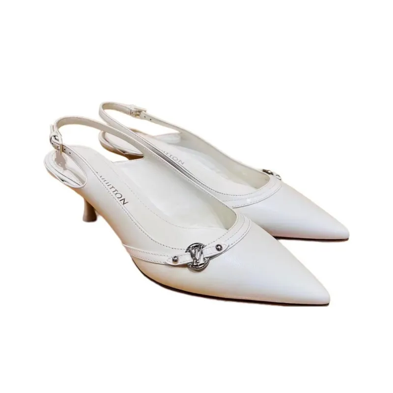 LOUIS VUITTON Slim Heel High Heels Women's White-2