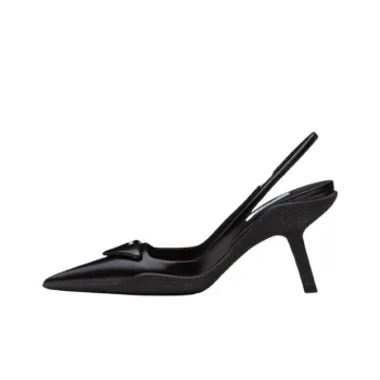 PRADA 65mm Sling Back Pumps Black Brushed Leather