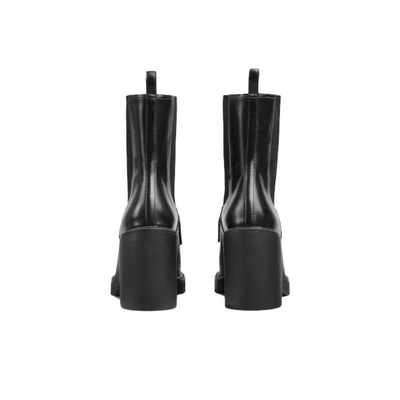 GUCCI Horsebit Short Chelsea Boots 7cm Women's Black-4