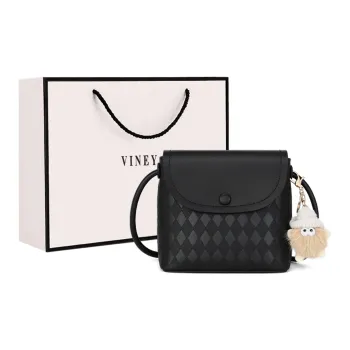 VINEY Cow Leather Shoulder Bag, Crossbody Bag, Cell Phone Pouch Small Size Women's Black