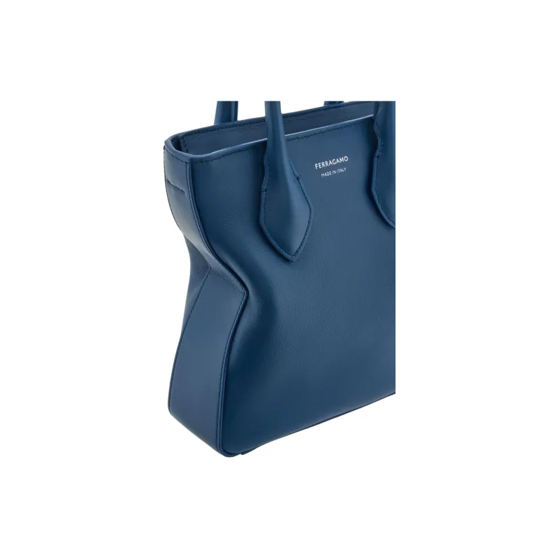FERRAGAMO Calfskin One Shoulder Handbag Trumpets Men's Teal-5