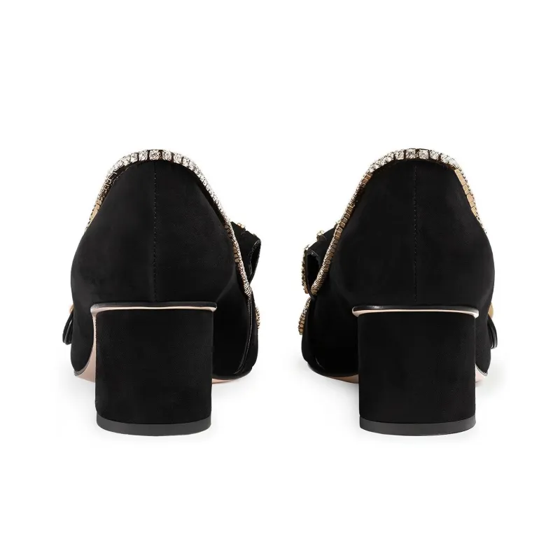 GUCCI Block Heel High Heels 5.5cm Women's Black-3