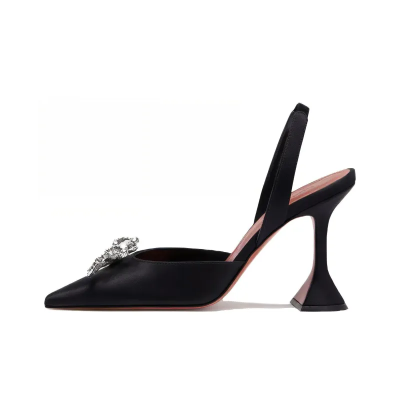 AMINA MUADDI Rosie 60mm Satin Sling Black-0