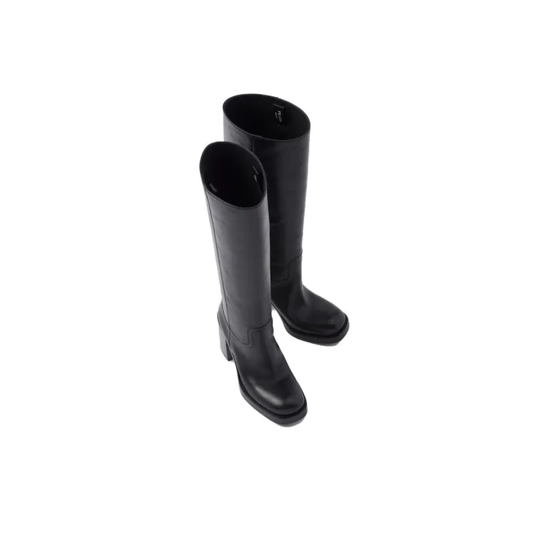 PRADA 90mm Knee-high Leather Boots-4