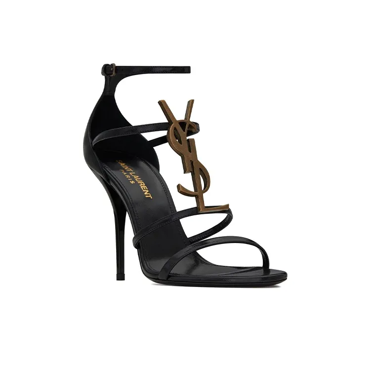 SAINT LAURENT Cassandra Sandal Heels Black Leather Women's-2