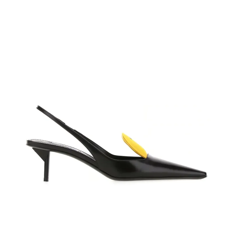 PRADA Slim Heel High Heels Women's Black Yellow-1