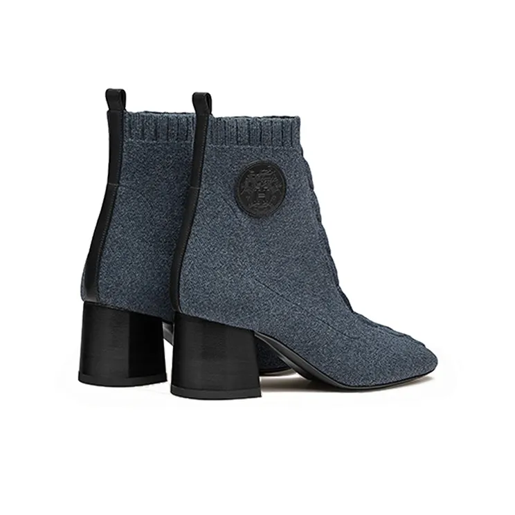 HERMES Volver 60 Ankle Boots Women's Denim Blue-2