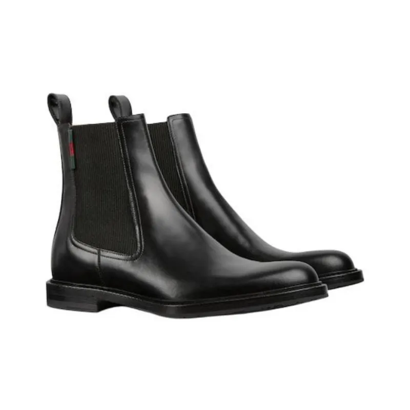GUCCI Short Chelsea Boots Men's Black-2