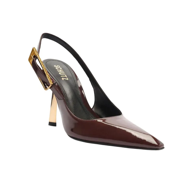 Schutz Ciara Slim Heel High Heels 10.5cm Women's Dark Brown-2