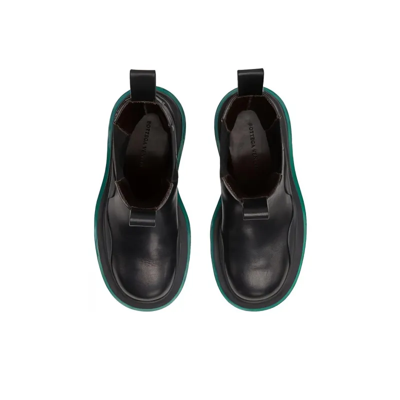 Bottega Veneta Tire Chelsea Ankle Length Chelsea Boots Women's Black Green-3