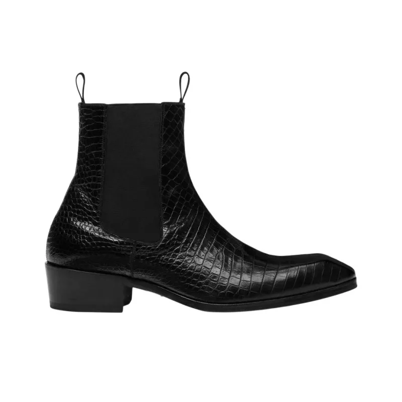 TOM FORD Crocodile-effect Leather Boots-1