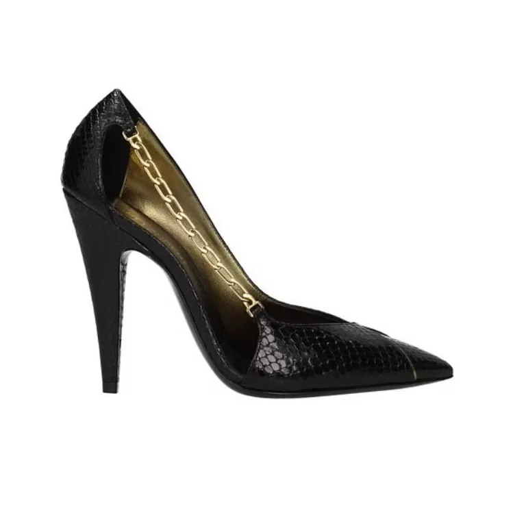 SAINT LAURENT Solar Band Slim Heel High Heels 11cm Women's Black-1