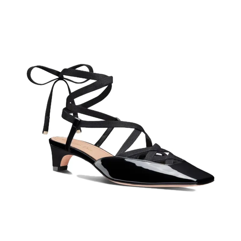 DIOR D Envol Chunky Heel High Heels 4cm Women's Black-2